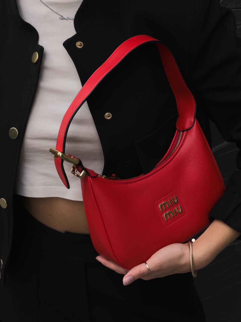 Miu Miu Red Leather Hobo Bag - 22