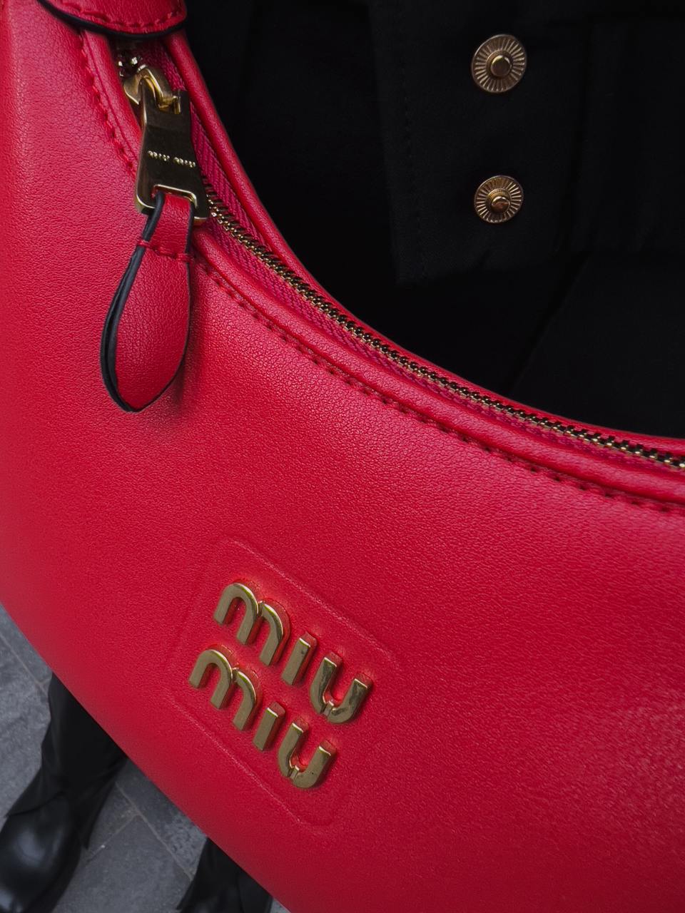 Miu Miu Red Leather Hobo Bag - 25