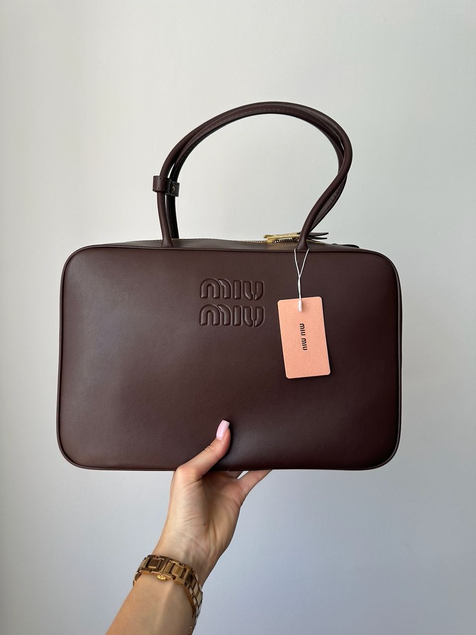 Miu Miu Ripe Cherry Leather Beau Top-Handle Bag - 3