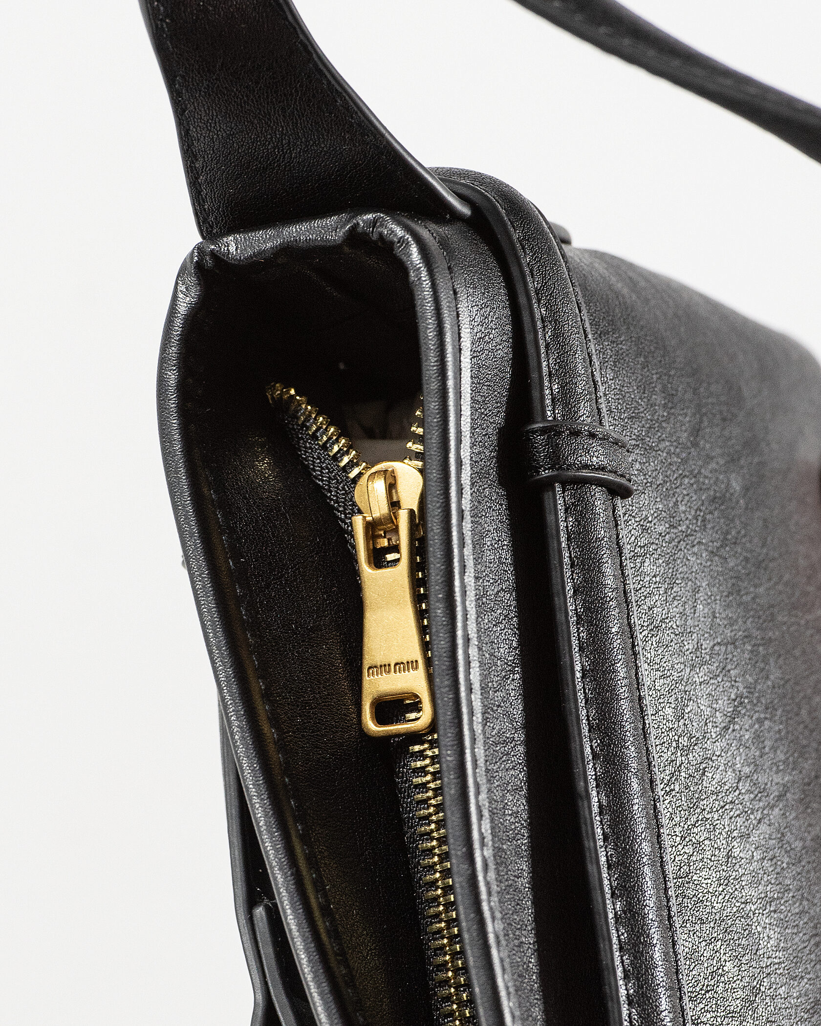 Miu Miu Small Baguette Shoulder Bag in Black Leather - 11