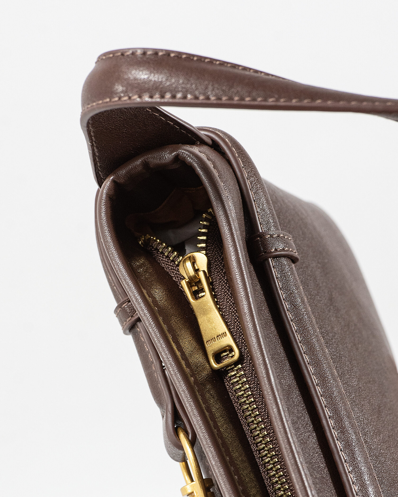 Miu Miu Small Baguette Shoulder Bag in Brown Leather - 11