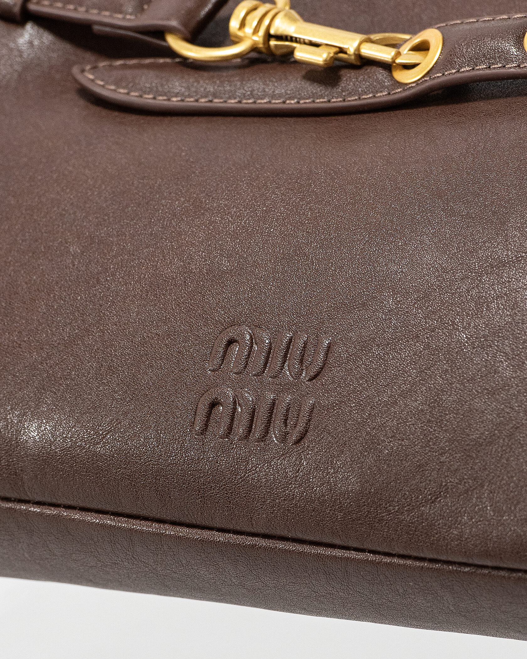 Miu Miu Small Baguette Shoulder Bag in Brown Leather - 9