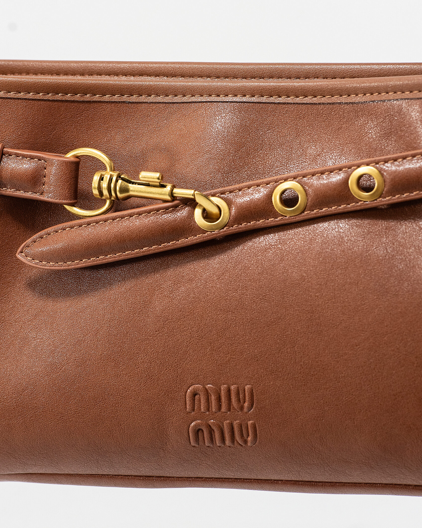 Miu Miu Small Baguette Shoulder Bag in Brown Leather - 10