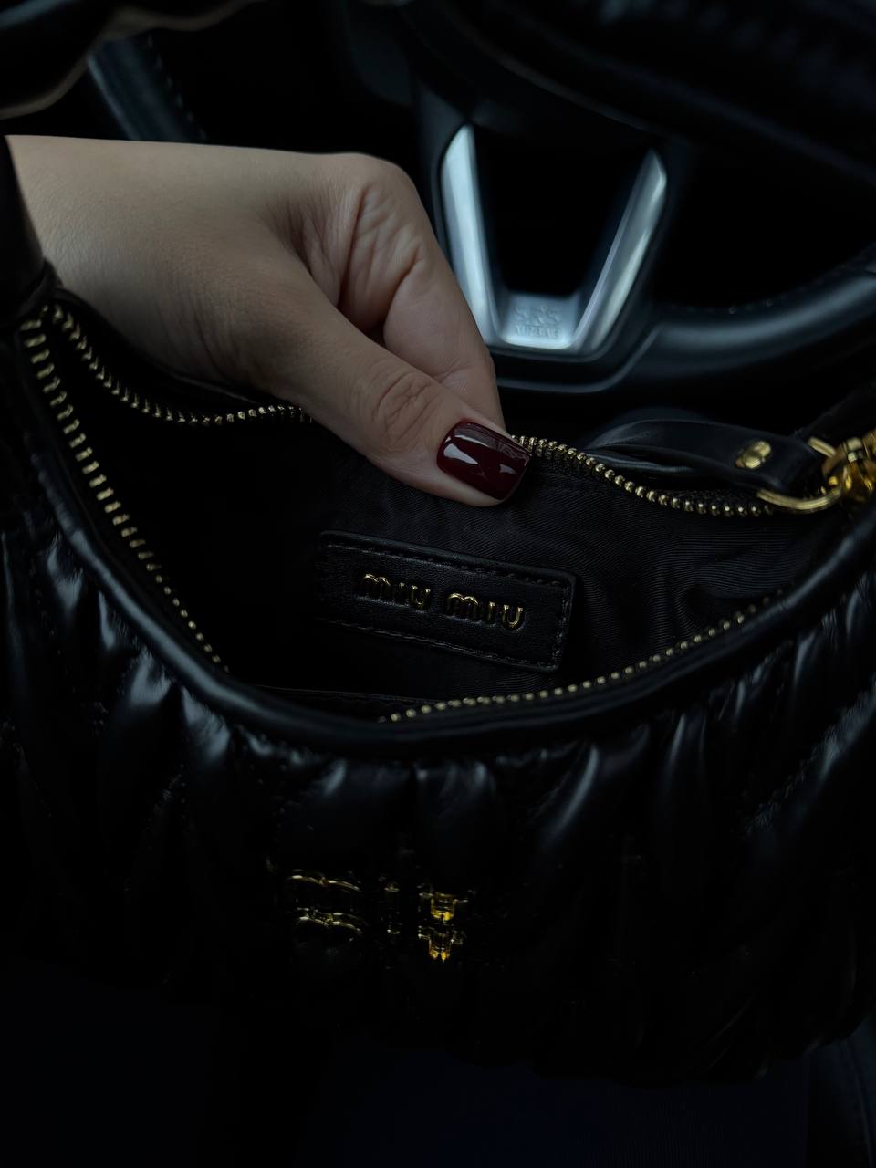 Miu Miu Wander Matelassé Mini Hobo Bag Black - 5