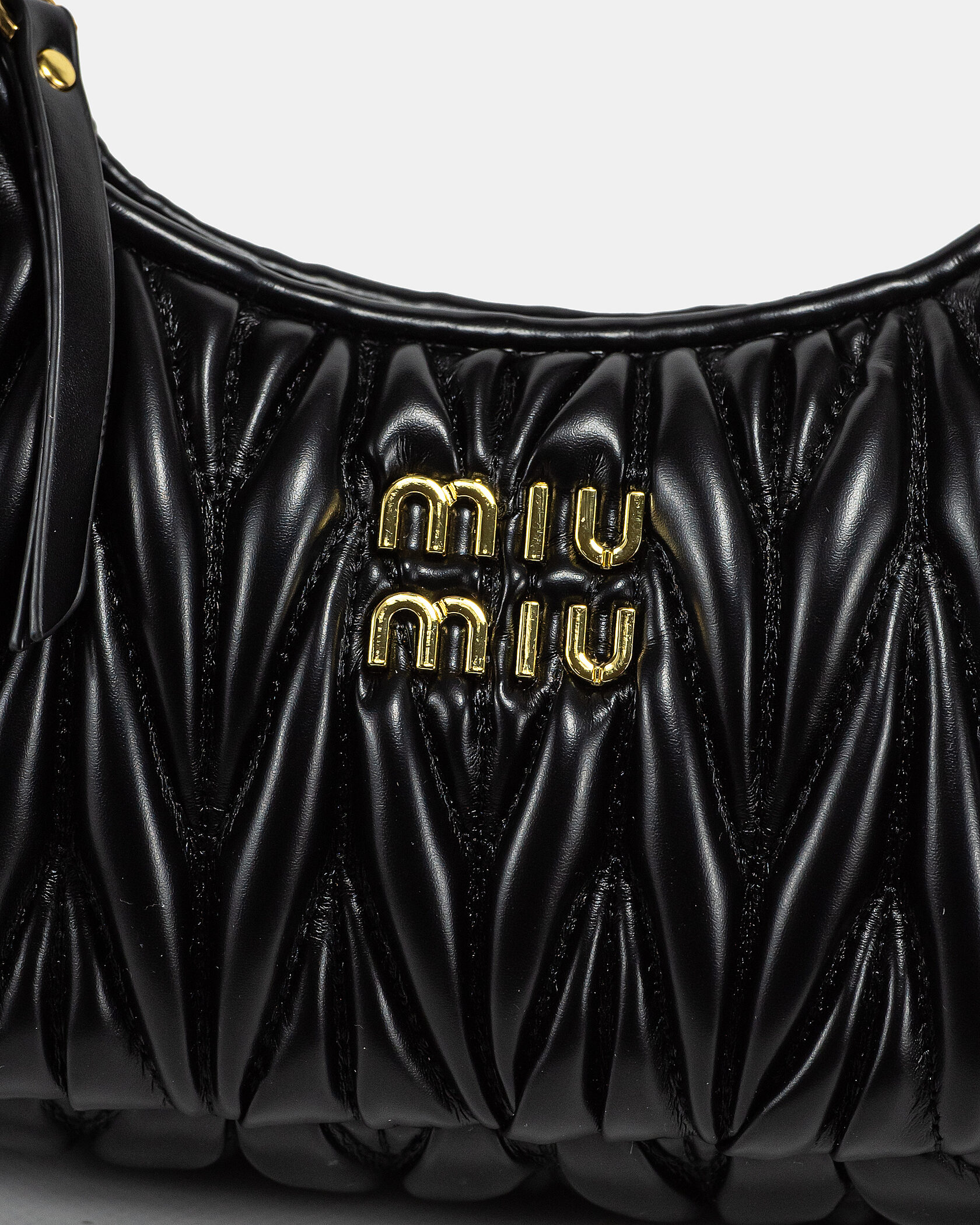Miu Miu Wander Matelassé Nappa Leather Mini Hobo Bag Black - 7