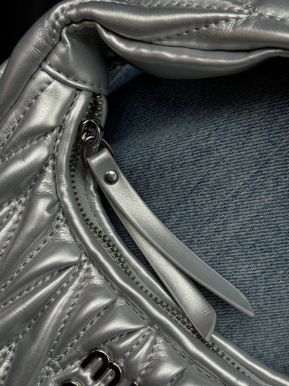 Miu Miu Wander Matelassé Nappa Leather Mini Hobo Bag Silver - 5