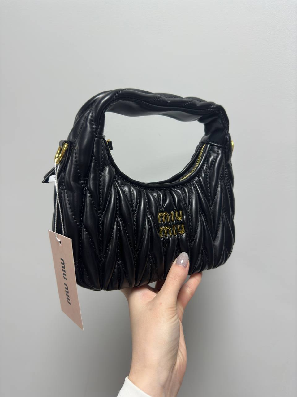 Miu Miu Wander Matelasse Medium Hobo Bag Black - 2