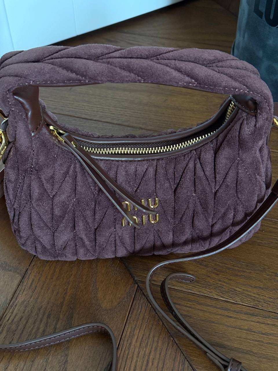 Miu Miu Wander Small matelassé suede shoulder bag - 9