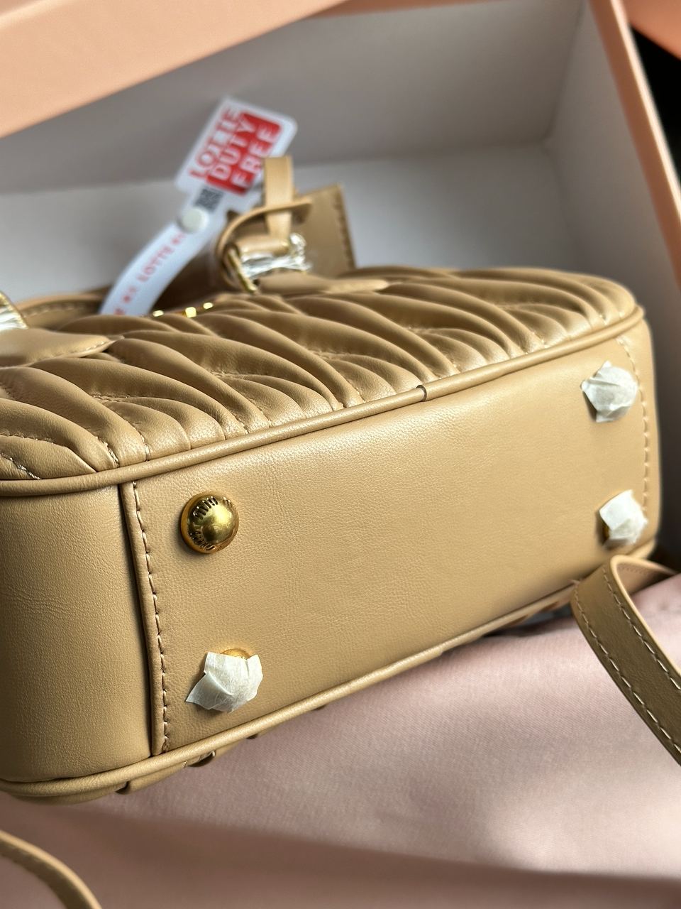 MiuMiu Arcadie Matelass? Nappa Leather Bag Beige - 33