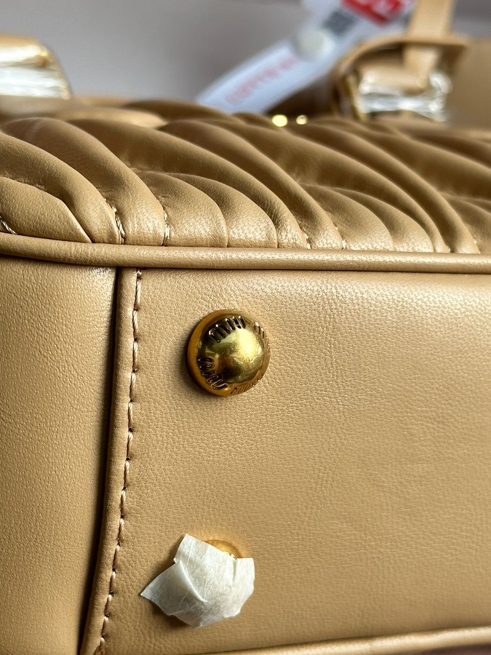 MiuMiu Arcadie Matelass? Nappa Leather Bag Beige - 35