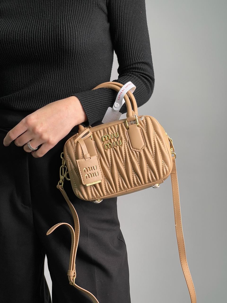 MiuMiu Arcadie Matelass? Nappa Leather Bag Beige - 8