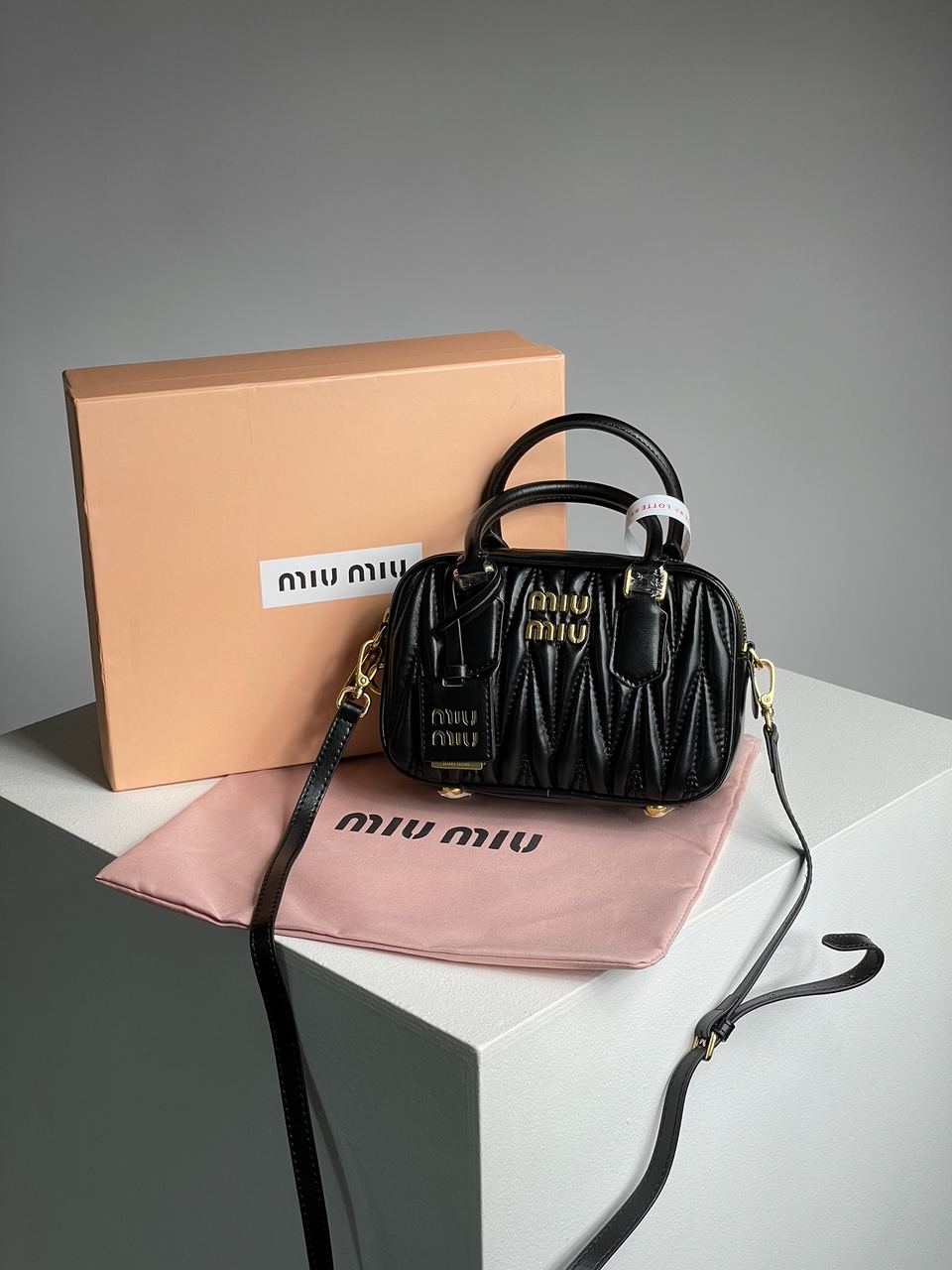 MiuMiu Arcadie Matelass? Nappa Leather Bag Black - 3