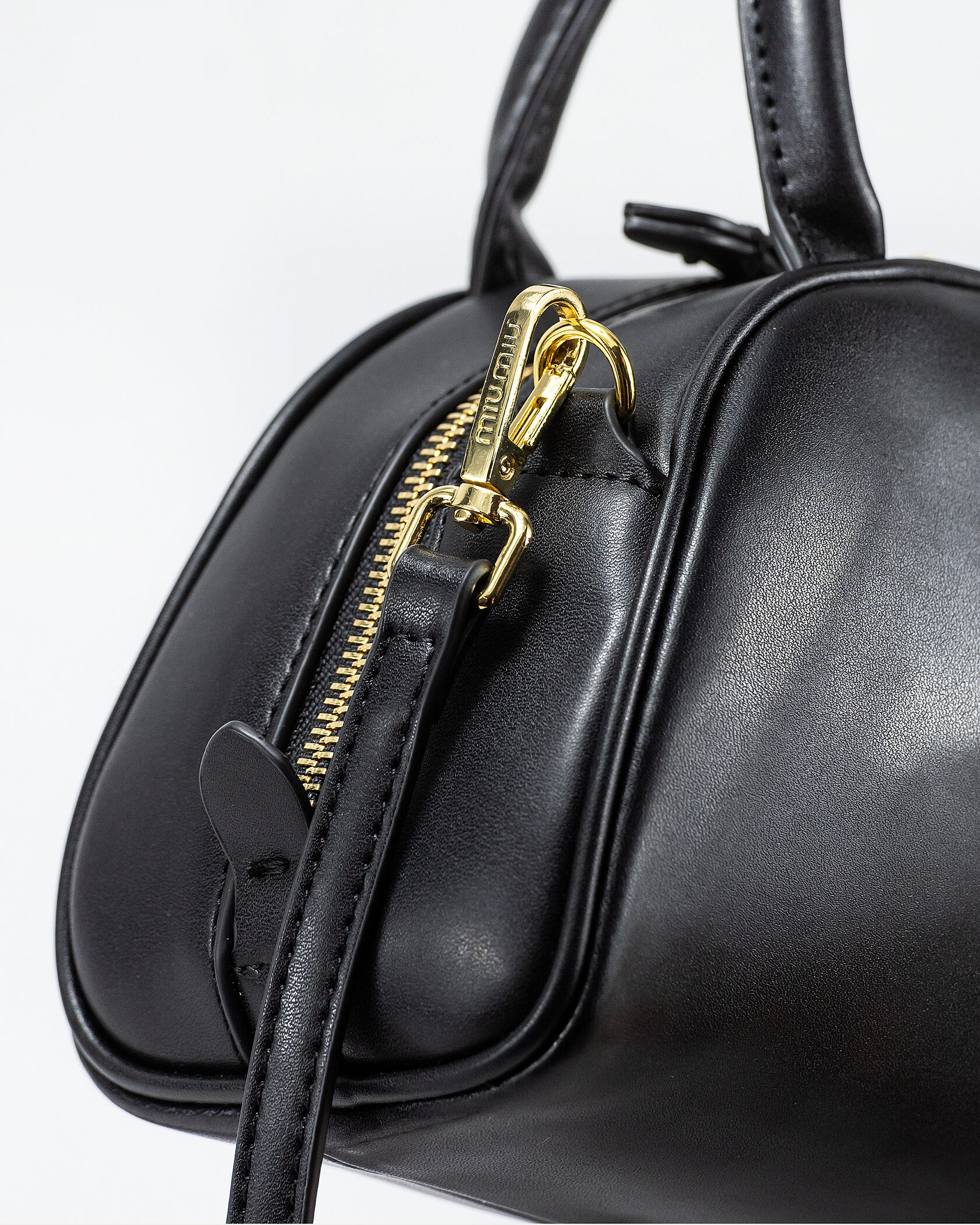 MiuMiu Leather Top-Handle Bag Black - 10