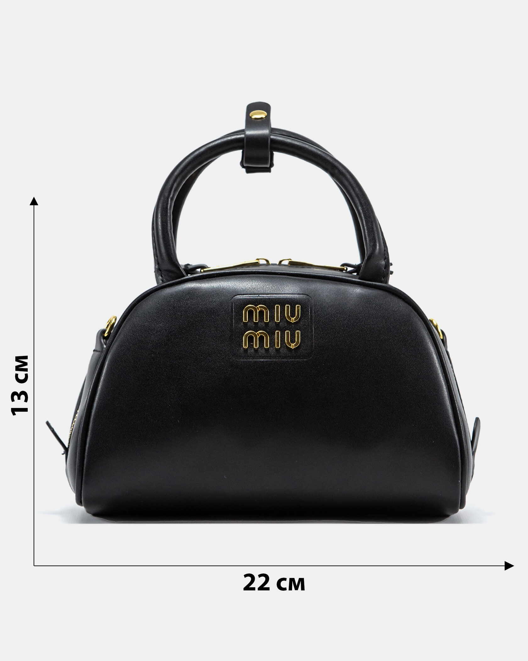 MiuMiu Leather Top-Handle Bag Black - 3