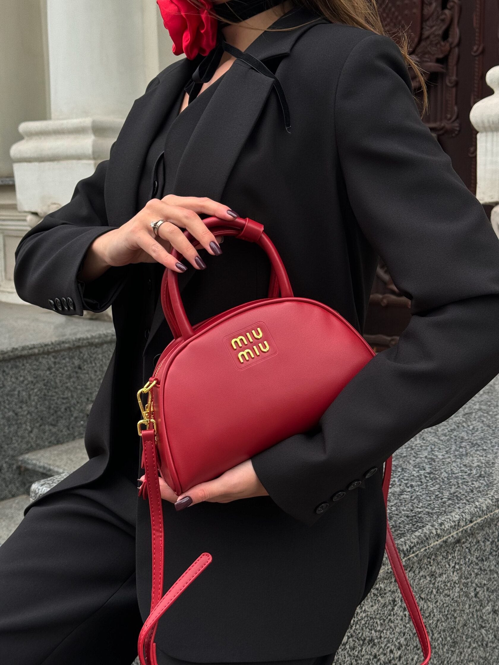 MiuMiu Leather Top-Handle Bag Red - 2