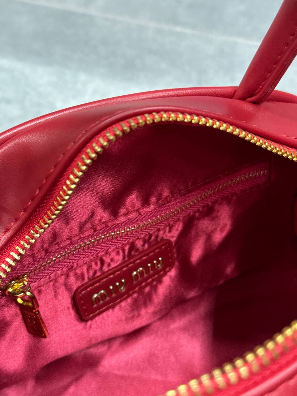MiuMiu Leather Top-Handle Bag Red - 5