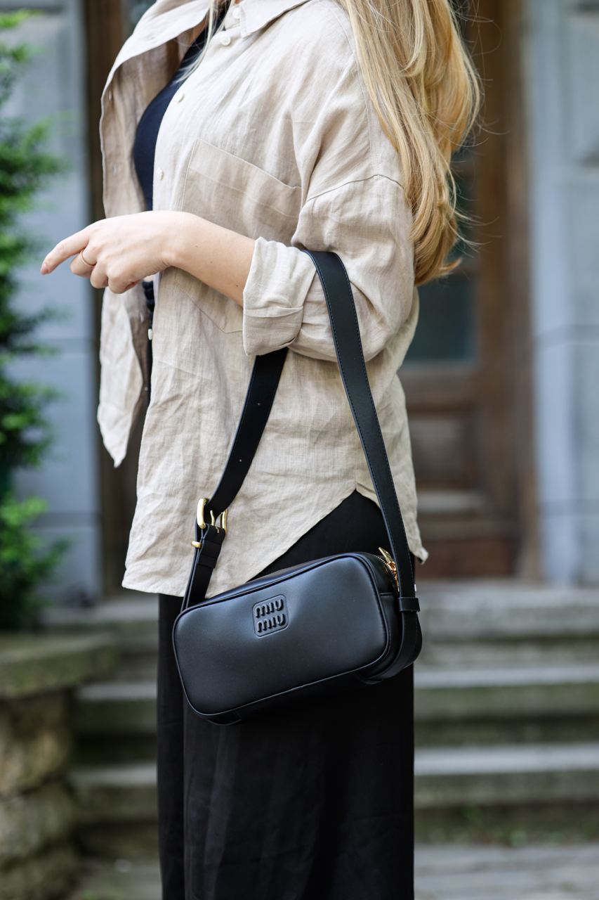 MiuMiu Nappa Leather Shoulder Bag Black - 6