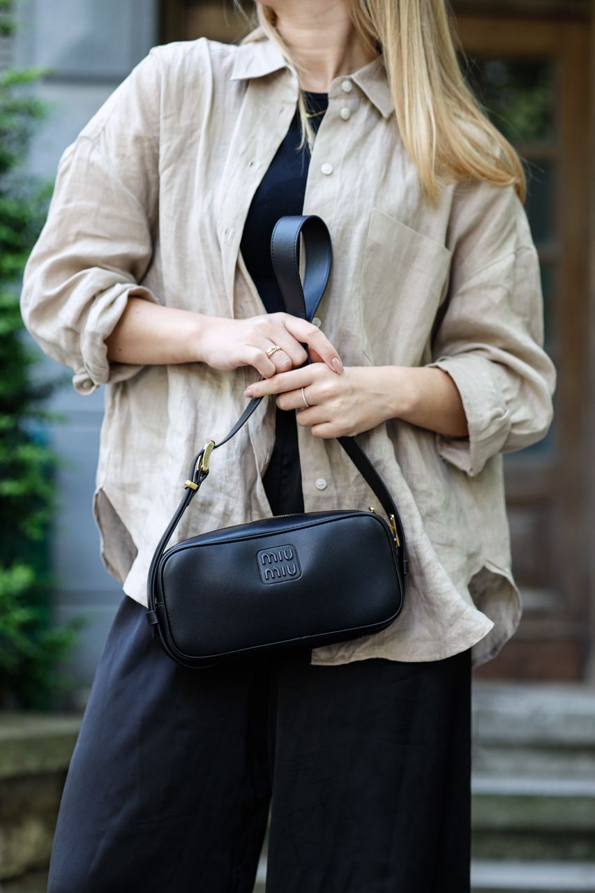 MiuMiu Nappa Leather Shoulder Bag Black - 7