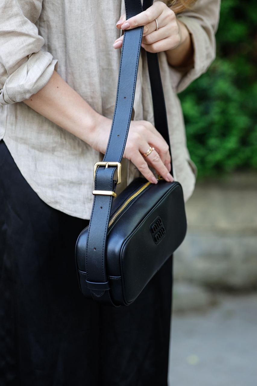 MiuMiu Nappa Leather Shoulder Bag Black - 9