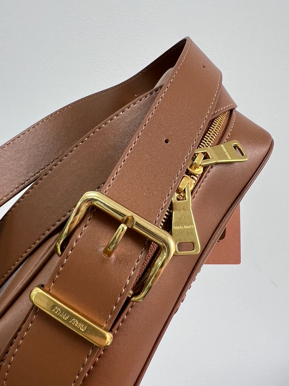 MiuMiu Nappa Leather Shoulder Bag Brown - 20