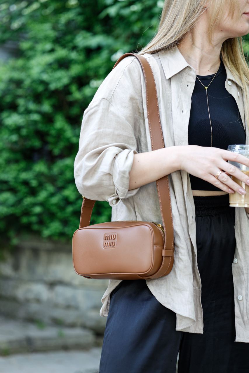 MiuMiu Nappa Leather Shoulder Bag Brown - 7