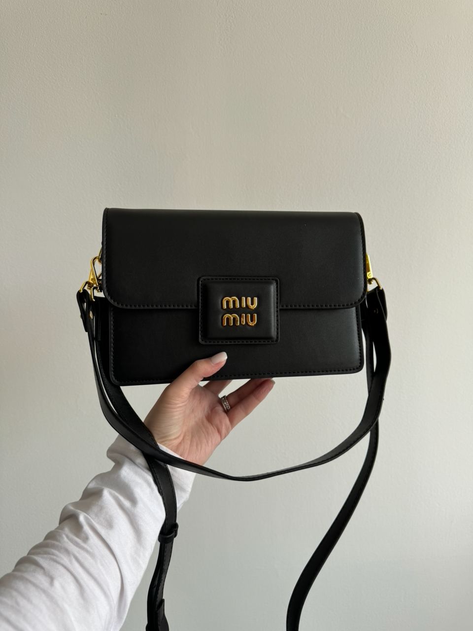 MiuMiu Shoulder Leather Bag Black - 11