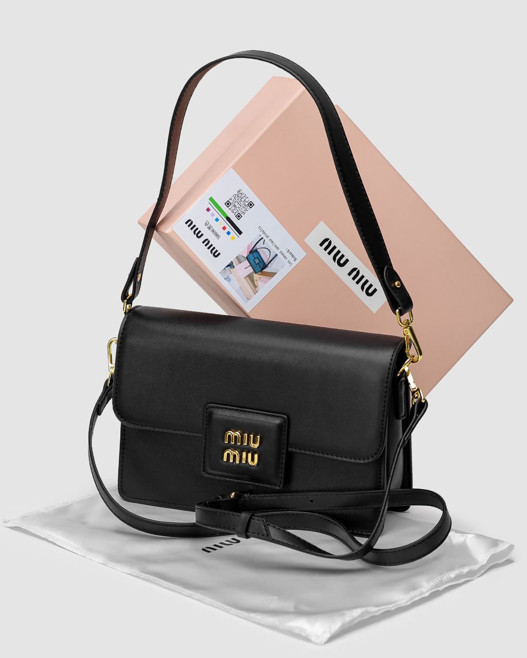 MiuMiu Shoulder Leather Bag Black - 3