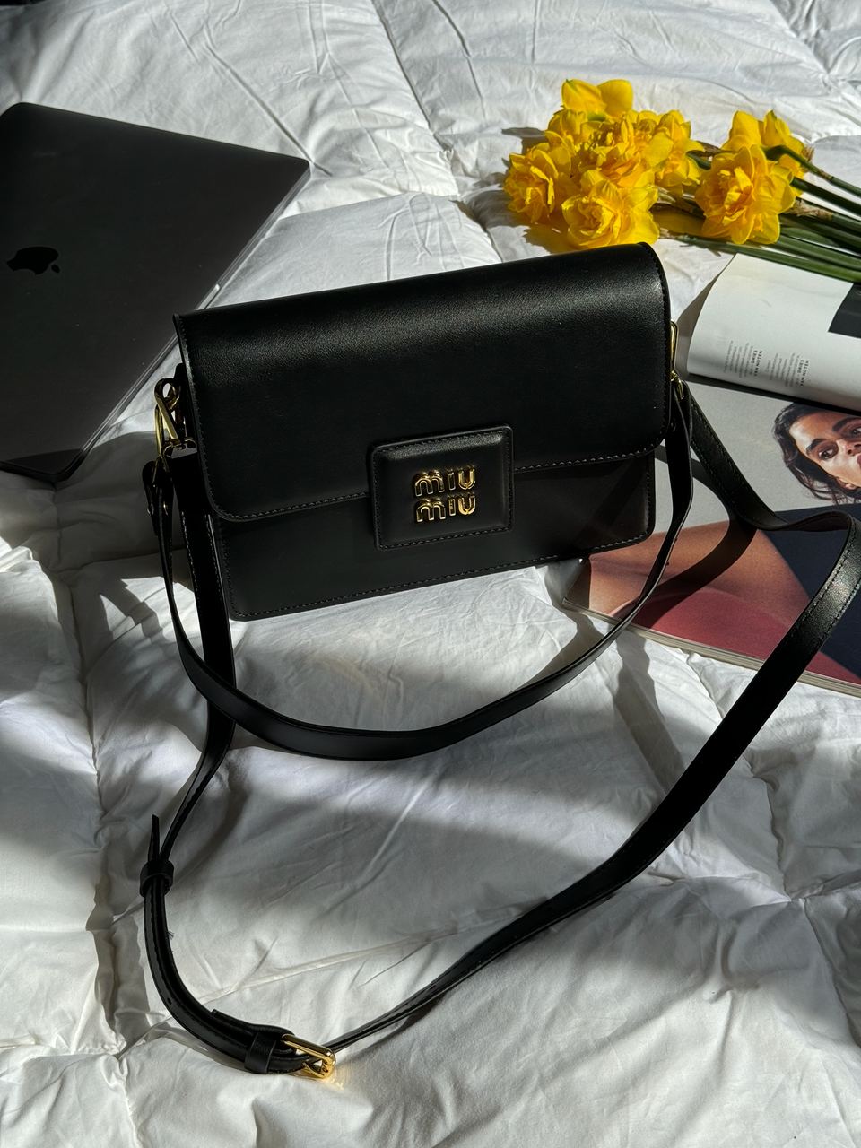 MiuMiu Shoulder Leather Bag Black - 9