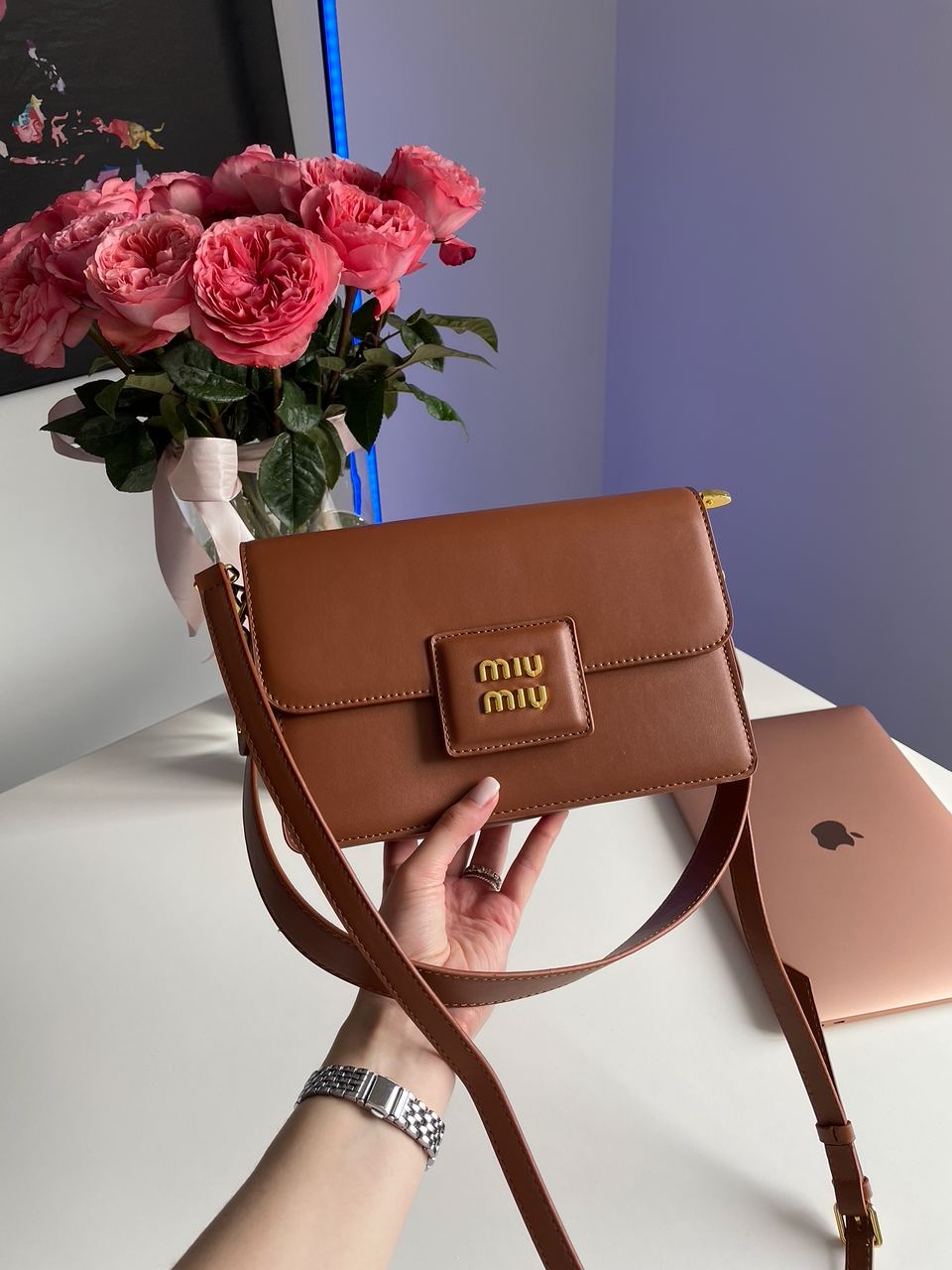 MiuMiu Shoulder Leather Bag Brown - 10
