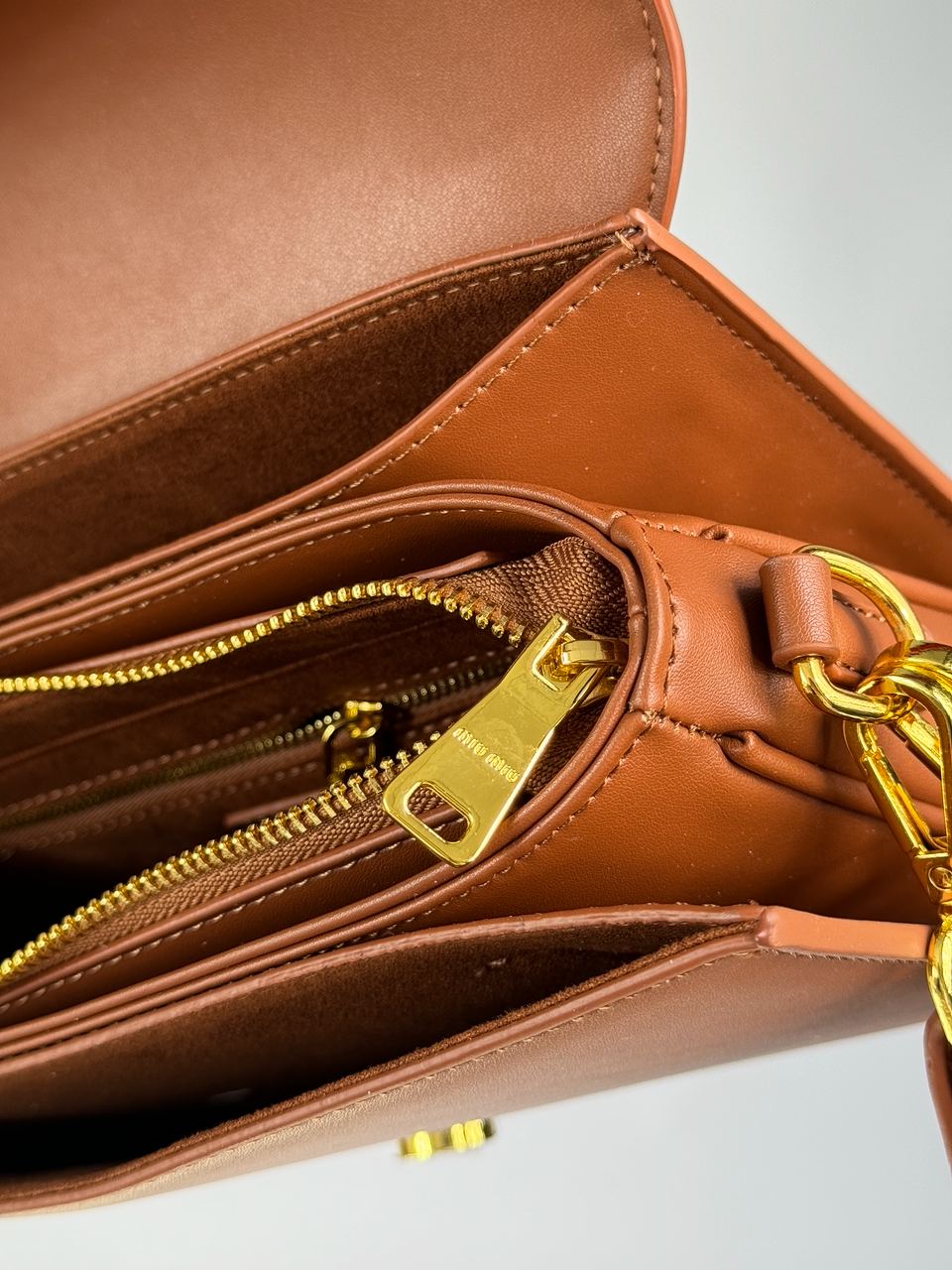 MiuMiu Shoulder Leather Bag Brown - 17