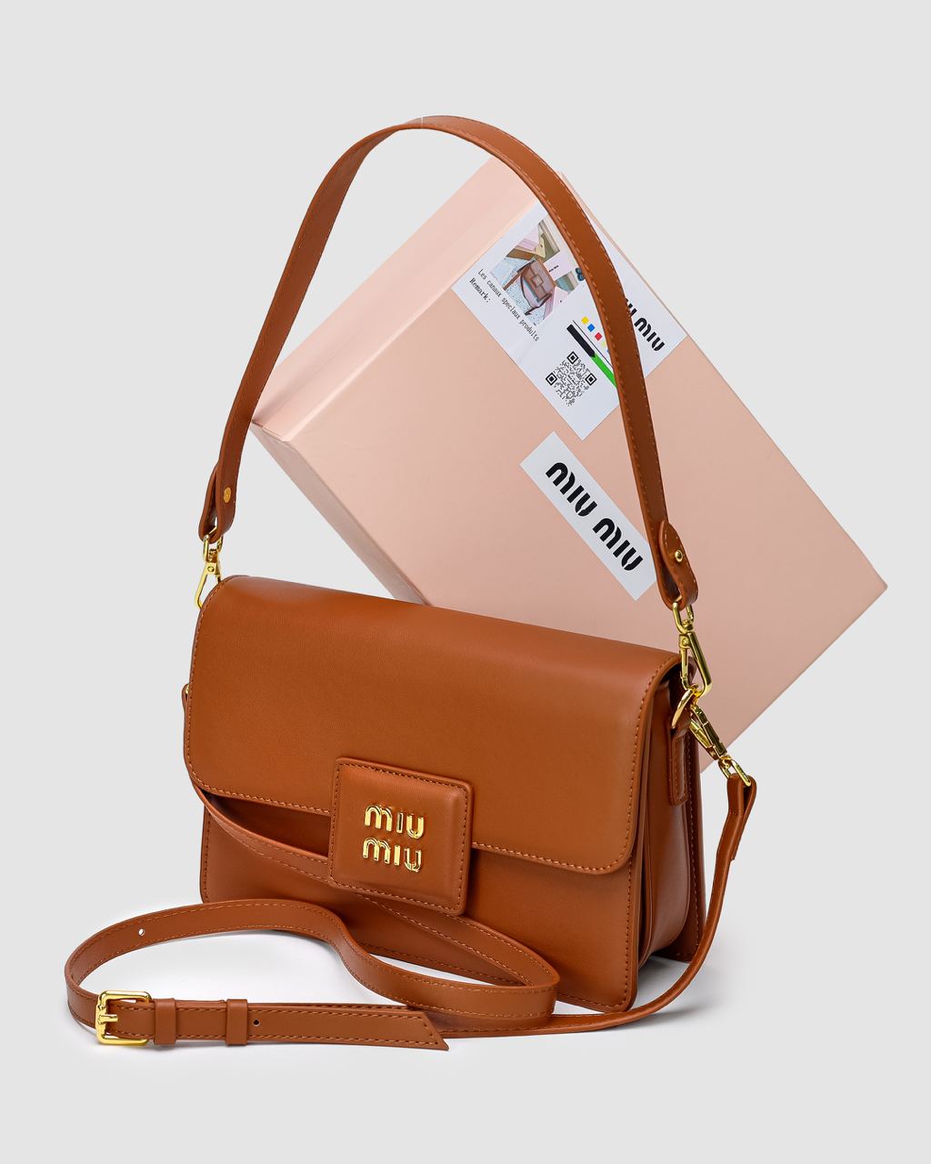 MiuMiu Shoulder Leather Bag Brown - 3