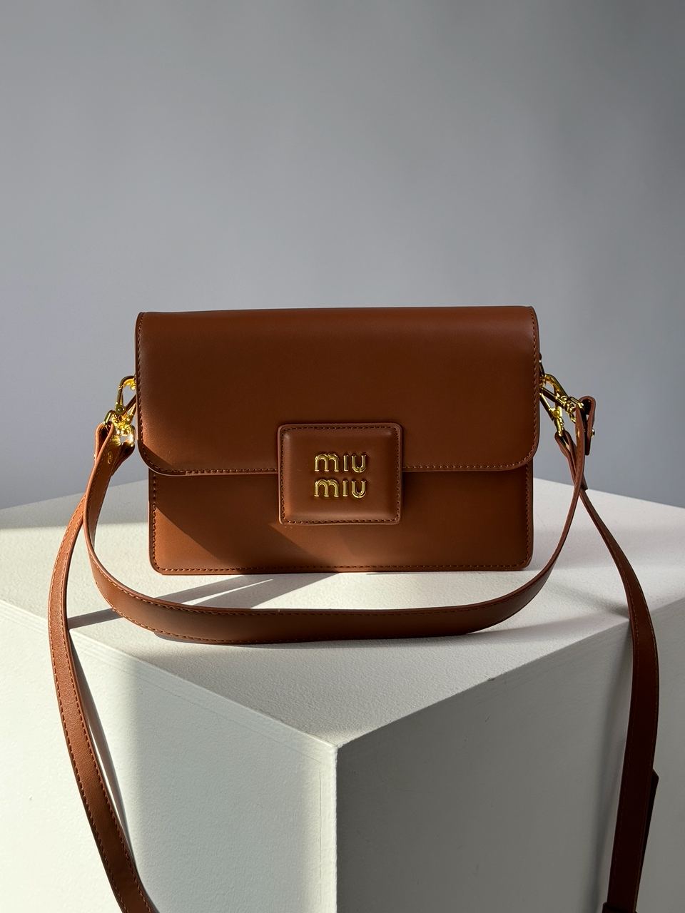 MiuMiu Shoulder Leather Bag Brown - 4