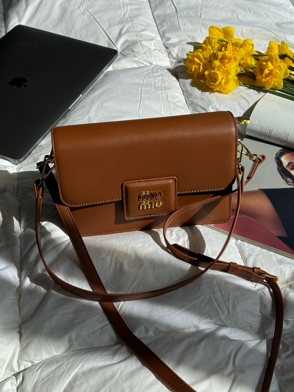 MiuMiu Shoulder Leather Bag Brown - 8