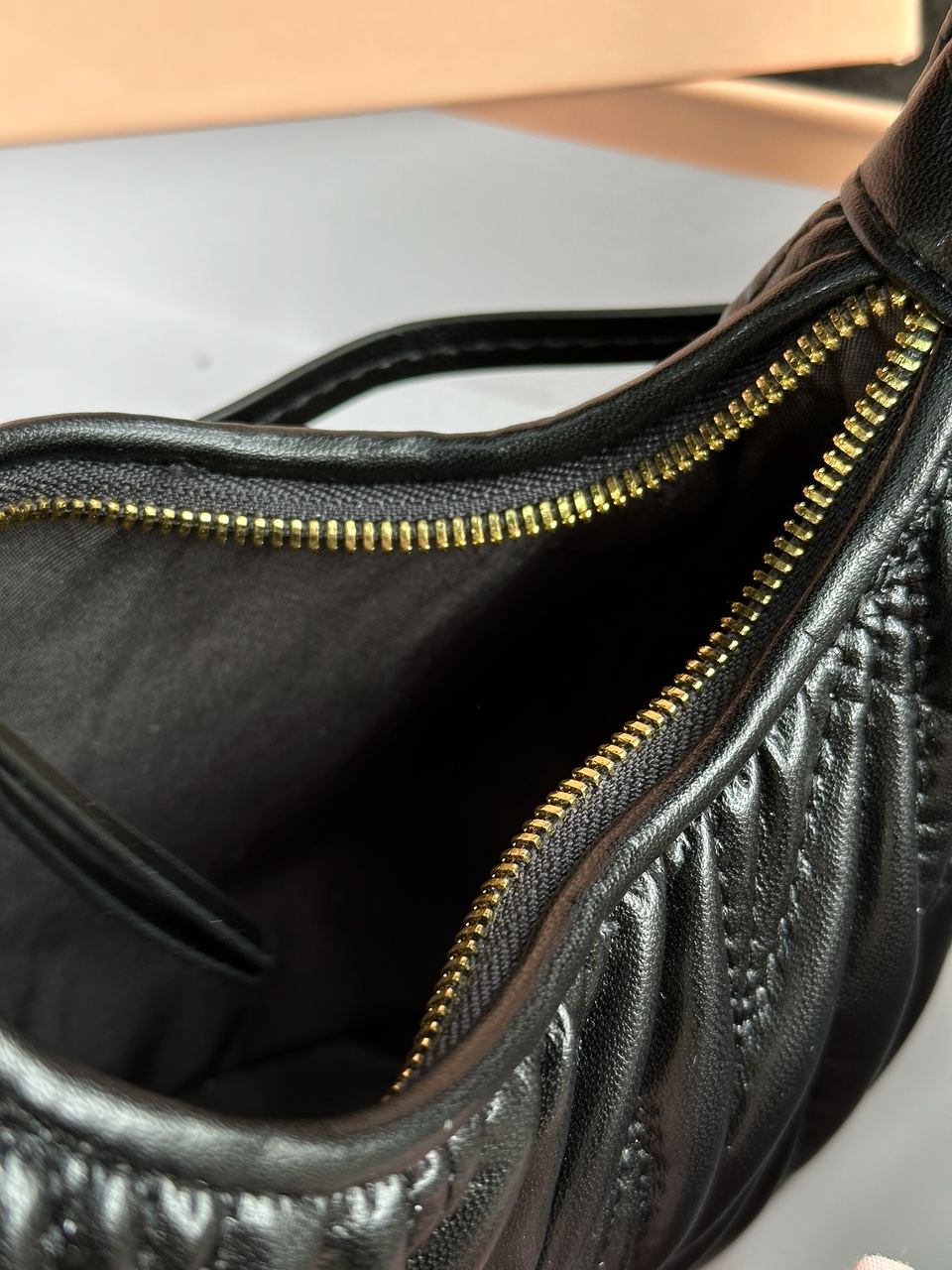 MiuMiu Wander Matelassé Nappa Leather Mini Hobo Bag Black - 22