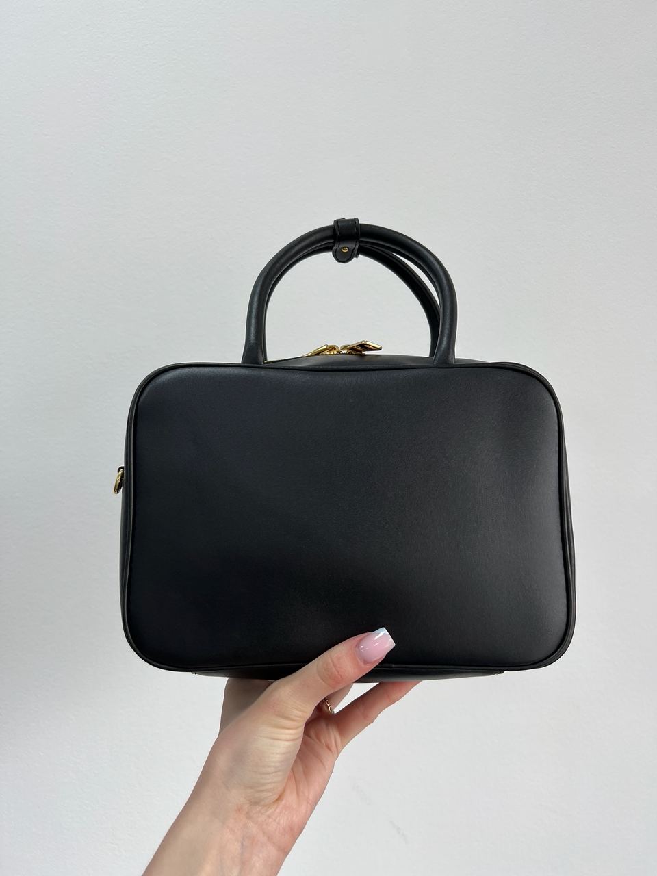 MiuMu Leather Top Handle Bag Black - 15