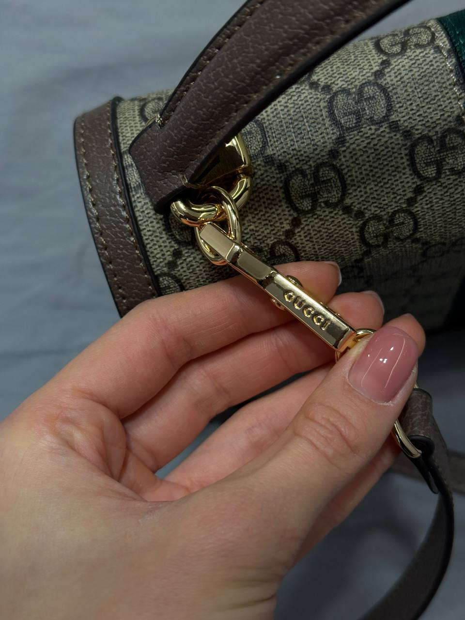 Ophidia small top handle bag Beige and ebony GG Supreme canvas - 7