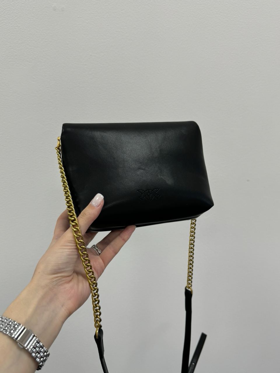 Pinko Baby Love Bag Click Puff in Nappa Black Leather - 19