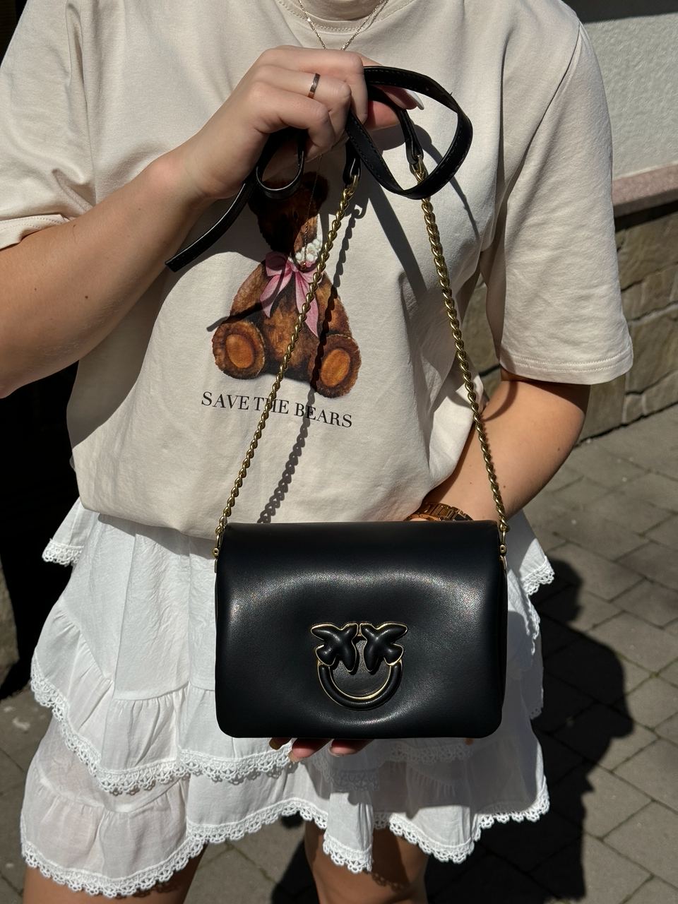 Pinko Baby Love Bag Click Puff in Nappa Black Leather - 6