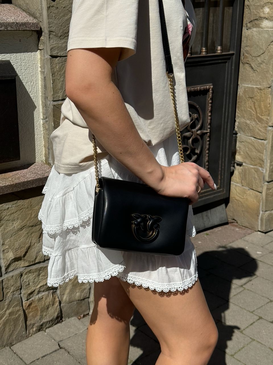 Pinko Baby Love Bag Click Puff in Nappa Black Leather - 8