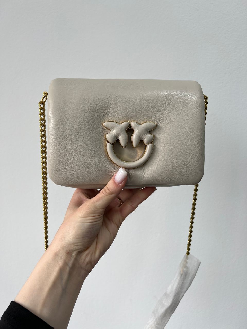 Pinko Baby Love Bag Click Puff in Nappa Cream Leather - 3