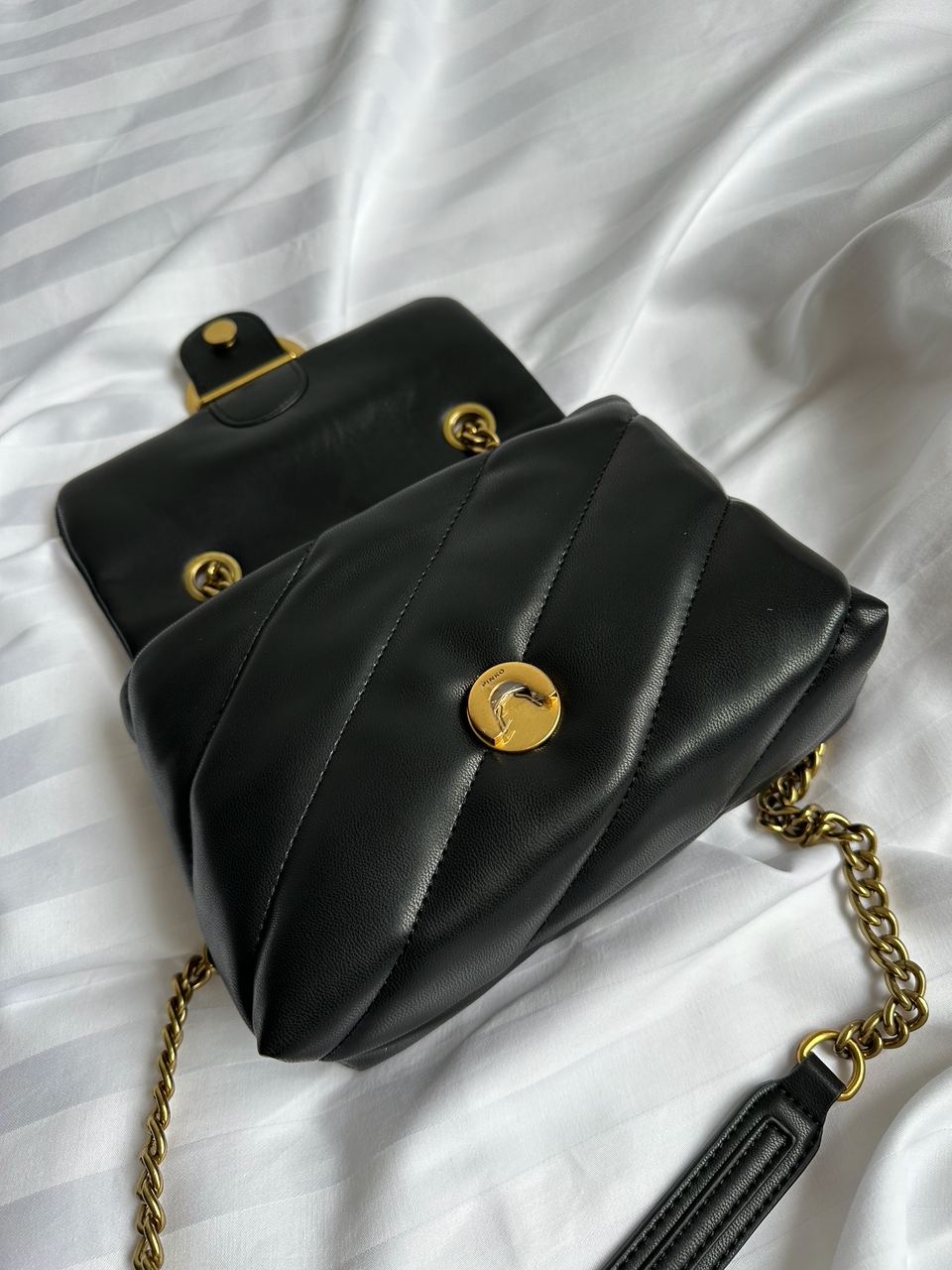 Pinko Baby Love Bag Puff Maxi Quilt Black/Gold - 9