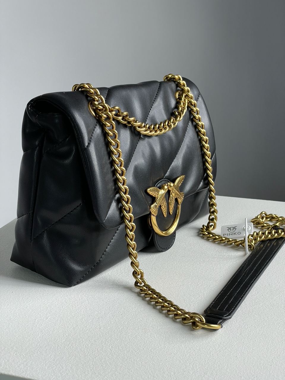 Pinko Big Love Bag Puff Maxi Quilt Black/Gold - 10