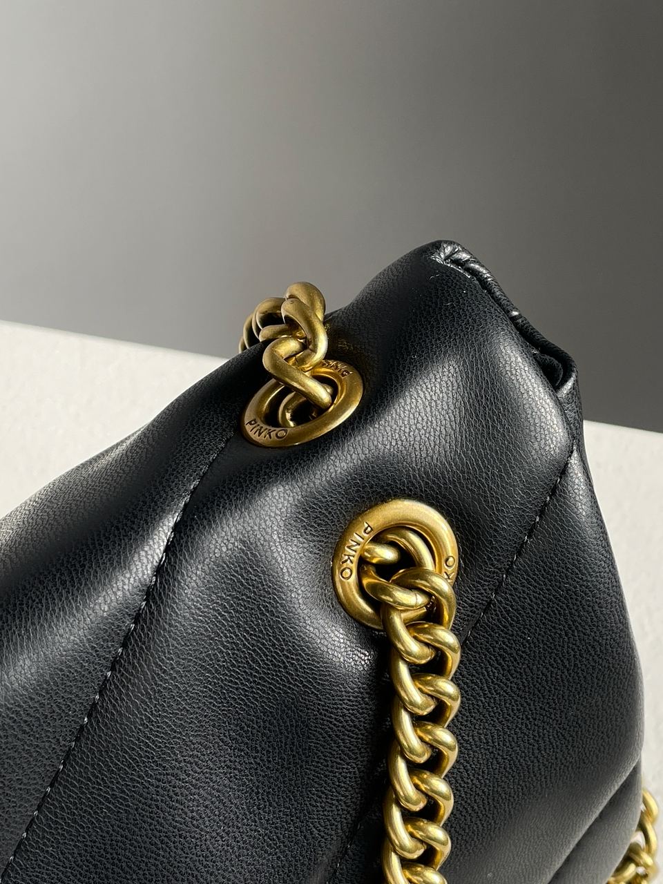 Pinko Big Love Bag Puff Maxi Quilt Black/Gold - 16