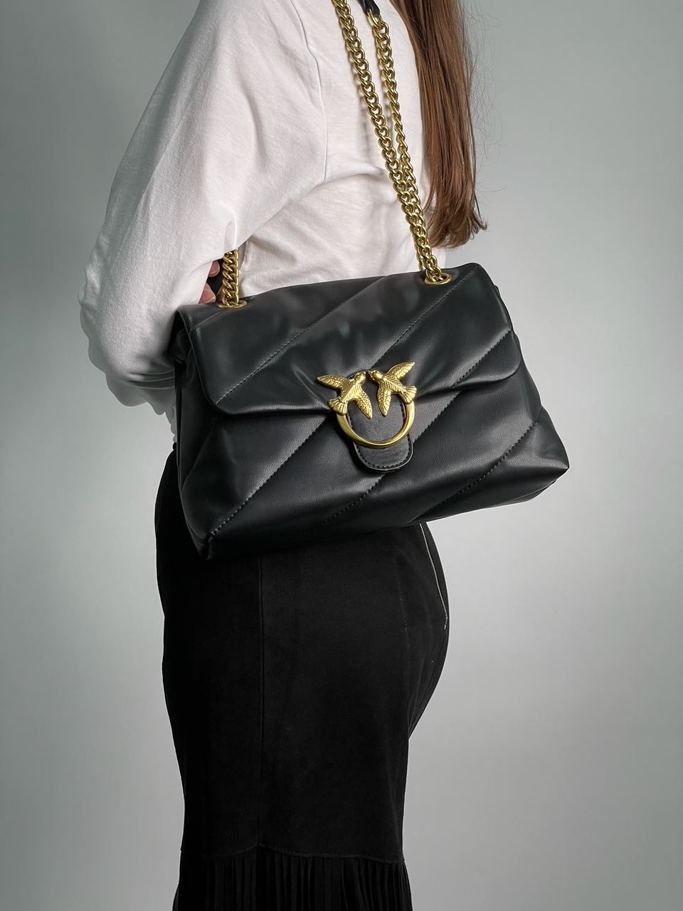 Pinko Big Love Bag Puff Maxi Quilt Black/Gold - 7