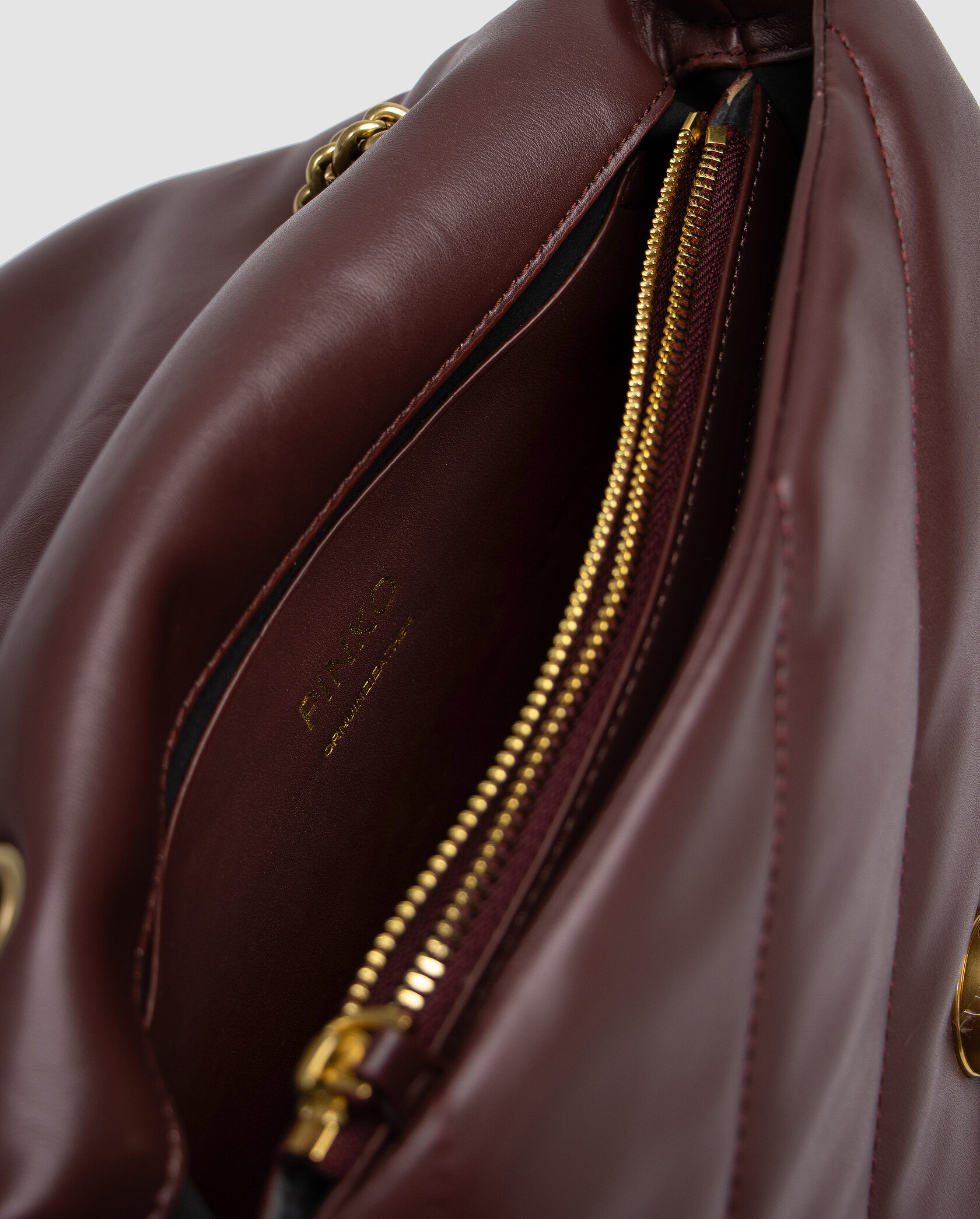Pinko Big Love Bag Puff Maxi Quilt Burgundy/Gold - 14