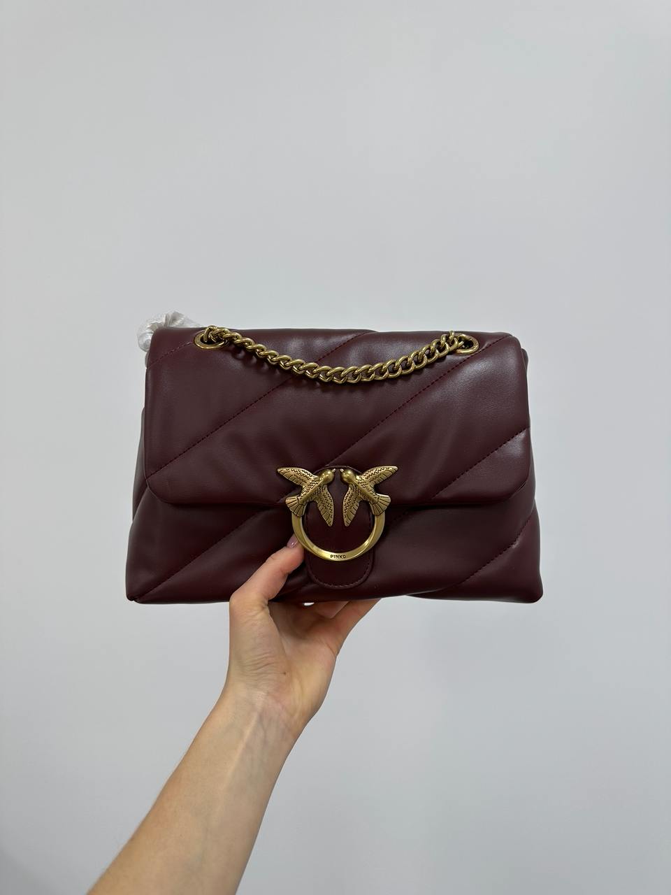 Pinko Big Love Bag Puff Maxi Quilt Burgundy/Gold - 3