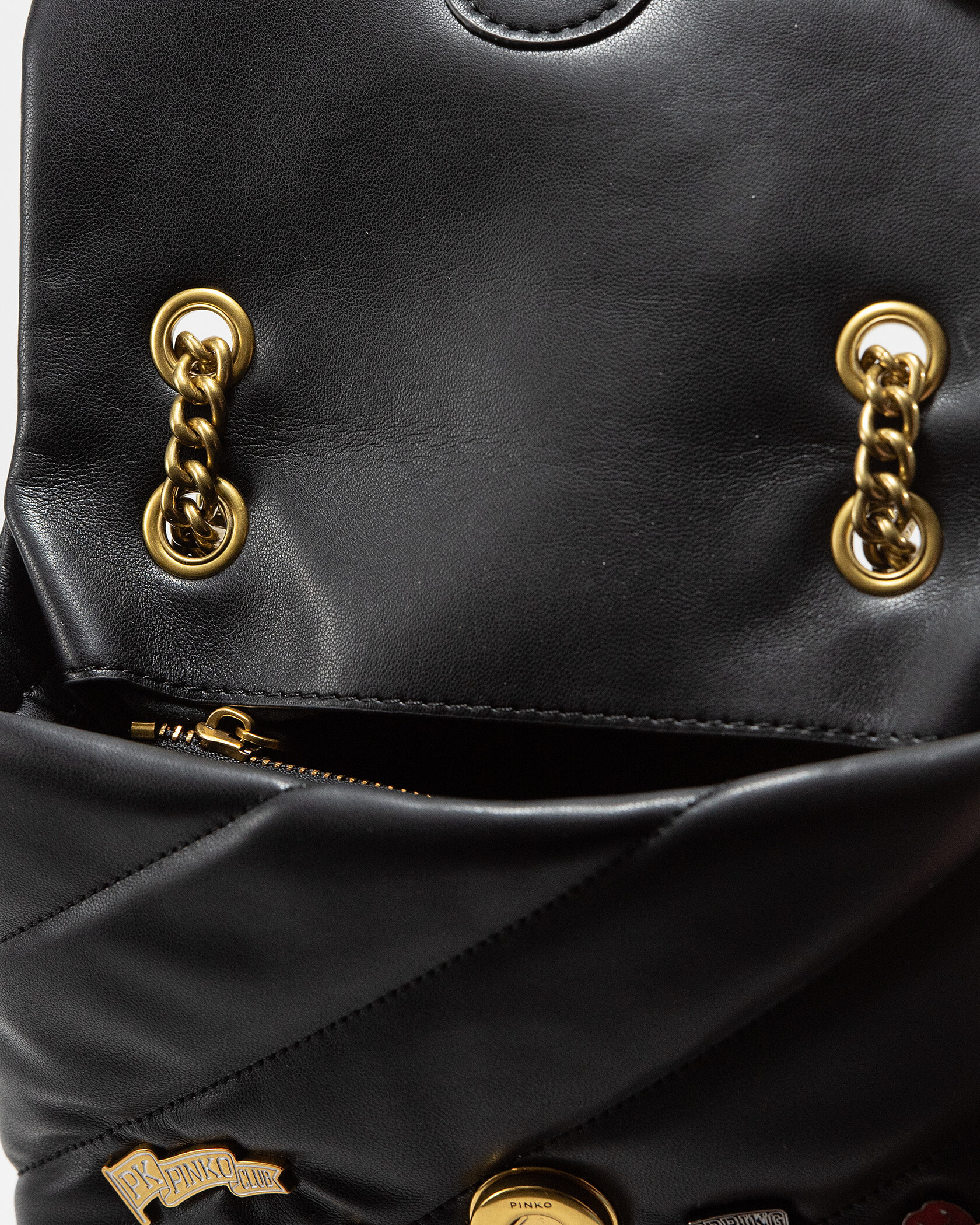 Pinko Black Quilted Leather Love Mini Puff Pins - 14