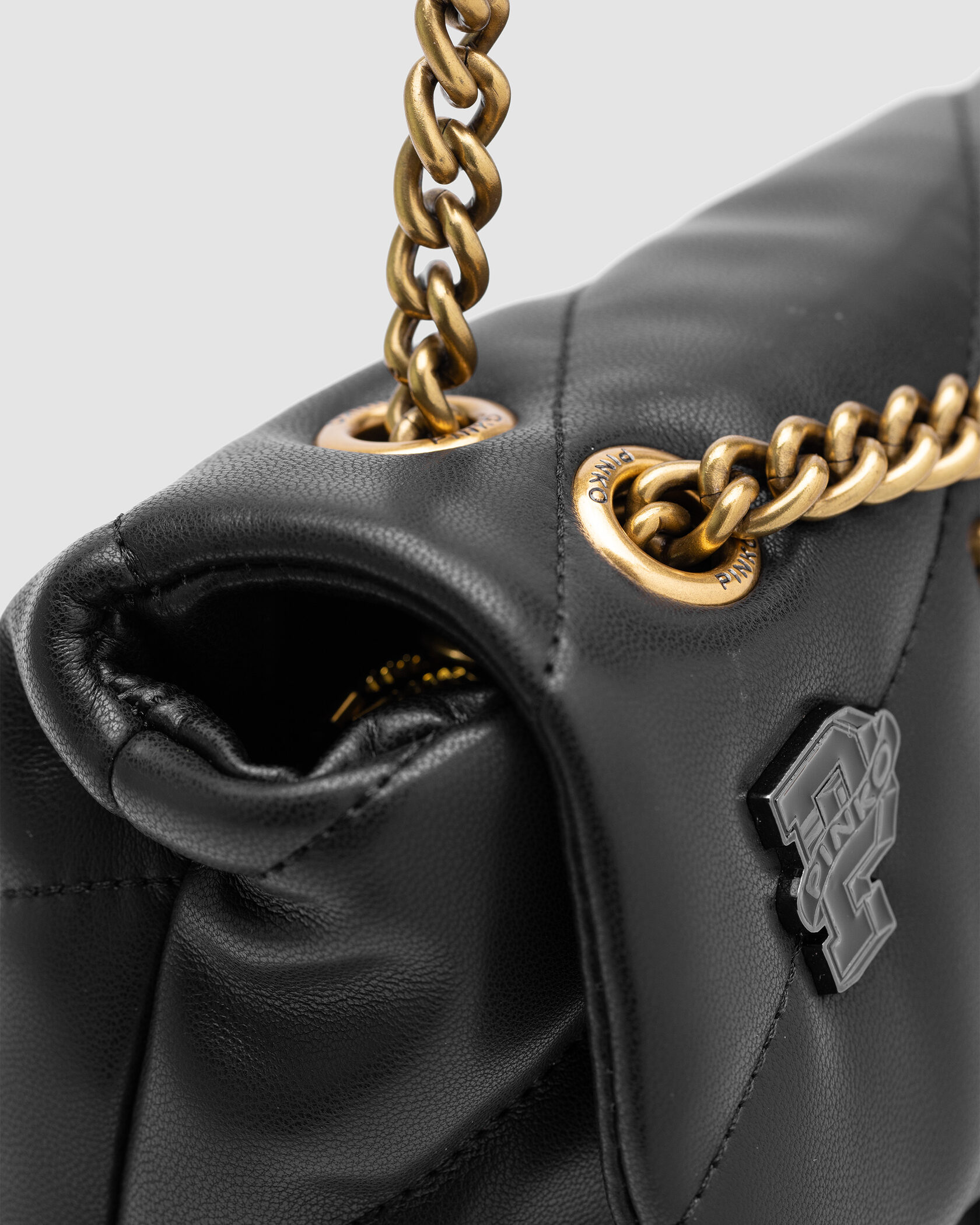 Pinko Black Quilted Leather Love Mini Puff Pins - 21