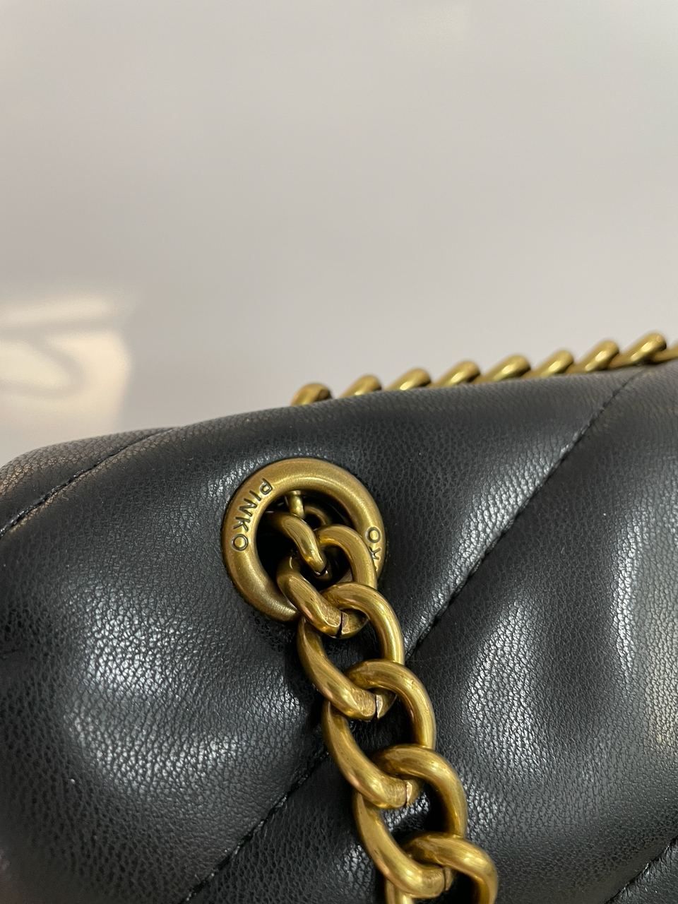 Pinko Black Quilted Leather Love Mini Puff Pins - 22