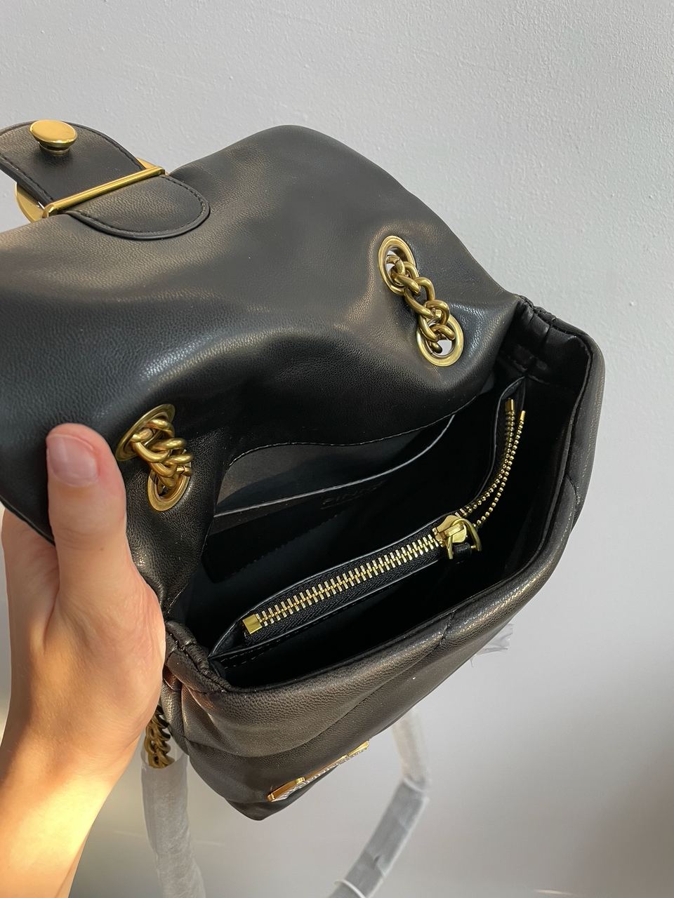 Pinko Black Quilted Leather Love Mini Puff Pins - 31